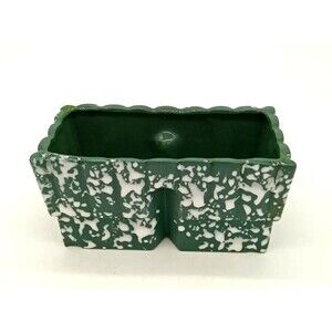 Vintage USA #832 Art Pottery 6" Green With White Splatter Planter Signed